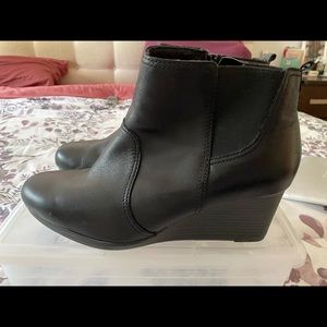 Clarks Leather Wedge Boots
